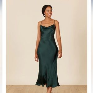Park and Fifth Bowen Dress in Hunter Green Satin